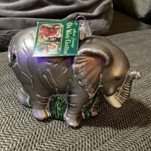 Merck Family Old World Christmas Glass Blown Ornament LARGE ELEPHANT NWT
